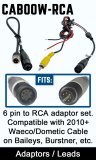 CAB00W-RCA - Adaptor to convert Baileys Motorhomes / Waeco's 2010+ grey pre-fit cable to 1xRCA/Phono cable + Power