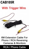 CAB105R - 6M Phono / RCA extension reversing camera cable with trigger wire