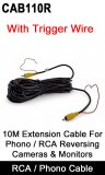 CAB110R - 10M Phono / RCA extension reversing camera cable with trigger wire