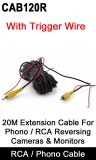 CAB120R - 20M Phono / RCA extension reversing camera cable with trigger wire