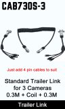 CAB730S-3 - Trailer Link for 3 cameras - 0.3M + Coil + 0.3M (Just add cables to suit)