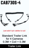 CAB730S-4 - Trailer Link for 4 cameras - 0.3M + Coil + 0.3M (Just add cables to suit)