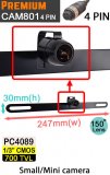 CAM801-4Pin - Behind number plate bracket reversing camera - PC4089 700TVL sensor - 4 pin connector
