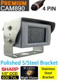 CAM890 - Polished bracket camera - Sharp 1/3" 600TVL CCD sensor - 4 pin connector