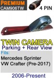 CAM906TW - Twin Lens brake light camera (parking+rear view) to fit to fit Mercedes Sprinter 2006-present and VW Crafter 2006-2017