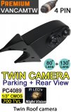 VANCAMTW - "shark-fin" "overhang" roof mount twin rear view + reversing camera - 4 pin connectors