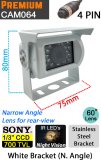 CAM064 - White narrow angle bracket camera - Sony 1/3" 700TVL CCD sensor - 4 pin connector