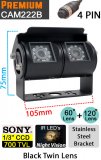 CAM222B - Black twin lens bracket rear view + reversingcamera - Sony 1/3" 700TVL CCD sensor - 4 pin connectors