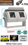 CAM222W - White twin lens bracket rear view + reversing camera - Sony 1/3" 700TVL CCD sensor - 4 pin connectors