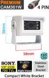 CAM361W - White compact bracket camera - Sony 1/3" 700TVL CCD sensor - 4 pin connector