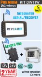 DW11W - Wireless kit with 5" monitor with built-in aerial + white bracket reverse camera + sender box
