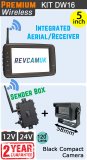 DW16 - Wireless kit with 5" monitor with built-in aerial + compact black bracket reverse camera + sender box