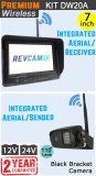 DW20A - Wireless kit with 7" monitor with built-in aerial + black bracket camera with built-in aerial