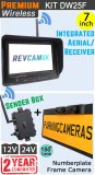 DW25F - Wireless kit with 7" monitor with built-in aerial + numberplate frame camera + sender box