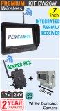 DW26W - Wireless kit with 7" monitor with built-in aerial + compact white bracket camera + sender box