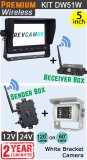 DW51W - Wireless kit with 5" dash monitor + receiver box + white bracket camera + sender box