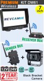 DW61 - Wireless kit with 7" dash monitor + receiver box + black bracket camera + sender box