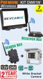 DW61W - Wireless kit with 7" dash monitor + receiver box + white bracket camera + sender box