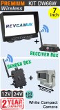 DW66W - Wireless kit with 7" dash monitor + receiver box + compact white bracket camera + sender box