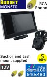 5" suction/dash monitor with 2 RCA/Phono inputs for reversing camera | MON570