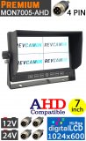 MON7005AHD - 7" Split Screen / Quad Monitor suitable for 720P / 960P / 1080P AHD Signal reversing / blind spot side cameras