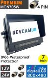 IP68 Waterproof monitor for rear view reversing cameras 12V / 24V