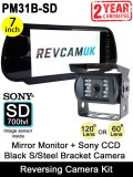 7" Mirror Monitor + Black Sony CCD Bracket (reversing or rear view) Camera Kit | PM31B-SD