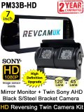 7" Mirror Monitor + Black Bracket Sony AHD Twin View Reversing + Rear View Camera Kit | PM33B-HD