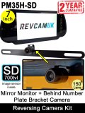 7" Mirror Monitor and Behind Number Plate Bracket Reversing Camera Kit | PM35H