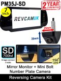 7" Mirror Monitor and Number Plate Bolt Reversing Camera Kit | PM35J