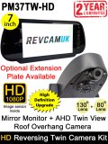 7" Mirror Monitor and High Definition Roof Overhang Reversing + Rear View Twin Lens Camera Kit | PM37TW-HD