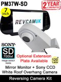 7" Mirror Monitor and White Sony CCD Roof Overhang Reversing Camera Kit | PM37W