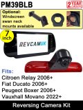PM39BLB: Brake Light Reversing Camera Kit with 7" Hi-Res Mirror Monitor for Ducato/Relay/Boxer (2006-Present), and Vauxhall Movano (2022+)