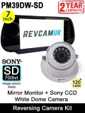 7" Mirror Monitor + White Sony CCD Dome Reversing Camera System | PM39DW-SD