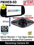 7" Mirror Monitor + Black Diamond Shape Reversing Camera Kit | PM39EB-SD