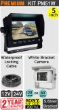PM51W - Kit with 5" dash monitor + cable + white Sony CCD bracket reversing camera