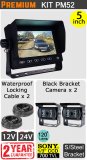 PM52 - Kit with 5" dash monitor + 2x cables + 2x black Sony CCD bracket reversing/general use camera