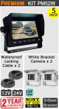 PM52W - Kit with 5" dash monitor + 2x cables + 2x white Sony CCD bracket reversing/general use camera
