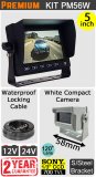 PM56W - Kit with 5" dash monitor + cable + Sony CCD compact white bracket reversing camera