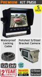 PM58 - Kit with 5" dash monitor + cable + Sharp CCD polished s/steel bracket reversing camera