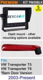 PM59BLK: Brake Light Reversing Camera Kit with 5" Hi-Res Dash Monitor for VW Transporter T5 / T6 Barn Doors version