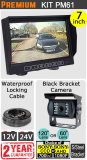 7" Slimline Monitor + Black (Sony CCD or Sony AHD) bracket (reversing or rear view) Camera Kit | PM61
