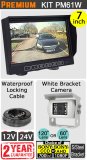 7" Slimline Monitor + White (Sony CCD or Sony AHD) bracket (reversing or rear view) Camera Kit | PM61W