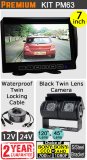 7" Slimline Monitor + Black (Sony CCD or Sony AHD) Twin Lens Bracket Reversing and Rear View camera Kit | PM63