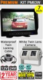 7" Slimline Monitor + White (Sony CCD or Sony AHD) Twin Lens Bracket Reversing and Rear View camera Kit | PM63W