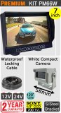 PM66W - Kit with 7" dash monitor + cable + Sony CCD compact white bracket reversing camera