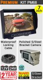 PM68 - Kit with 7" dash monitor + cable + Sharp CCD polished s/steel bracket reversing camera