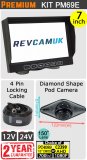 PM69E - 7" dash monitor + cable + black diamond shape rear reversing camera kit