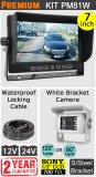 PM81W - Kit with 7" heavy-duty dash monitor + cable + white Sony CCD bracket reversing camera