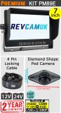 PM89E - Kit with 7" heavy-duty dash monitor + black diamond shape rear reverse camera kit
